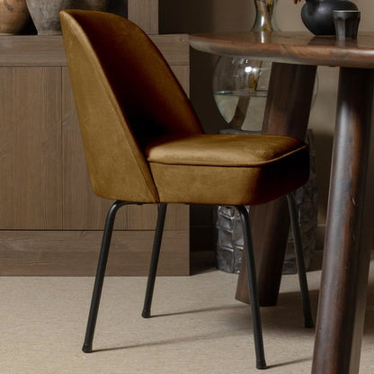 WOOOD Vogue Eetkamerstoel - Fluweel - Honinggeel - 83x50x60