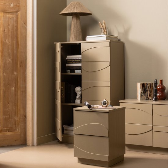 WOOOD Teo Nachtkastje - Grenen - Mud - 50x36x35