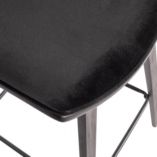WOOOD Senn Barstoel - Velvet Stof - Zwart - 91x42x48 cm