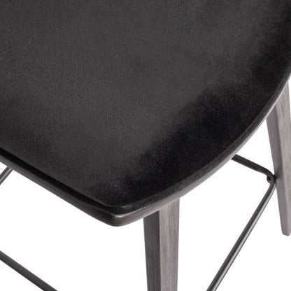 WOOOD Senn Barstoel - Velvet Stof - Zwart - 91x42x48 cm
