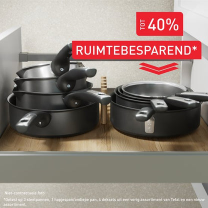 Tefal Experience Ceram Keramische Hapjespan 24 cm met Deksel - PFAS-vrij - Krasbestendig door Fusion Core