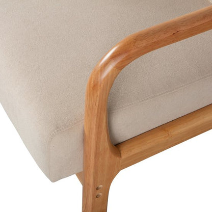 WOOOD Mark Fauteuil - Geweven Stof/Rubberhout - Naturel/Beige - 75x67x82 cm