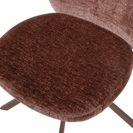 WOOOD Femke Eetkamerstoelen - Chenille Stof - Bruin- Set van 2