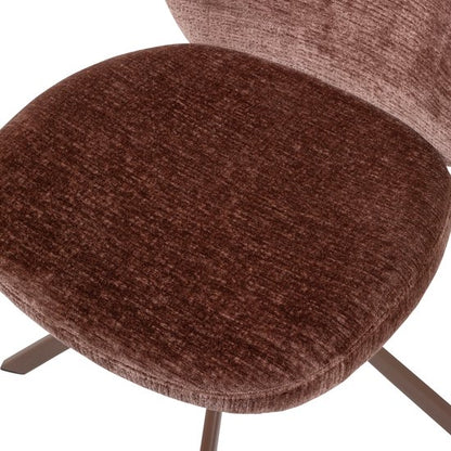 WOOOD Femke Eetkamerstoelen - Chenille Stof - Bruin- Set van 2