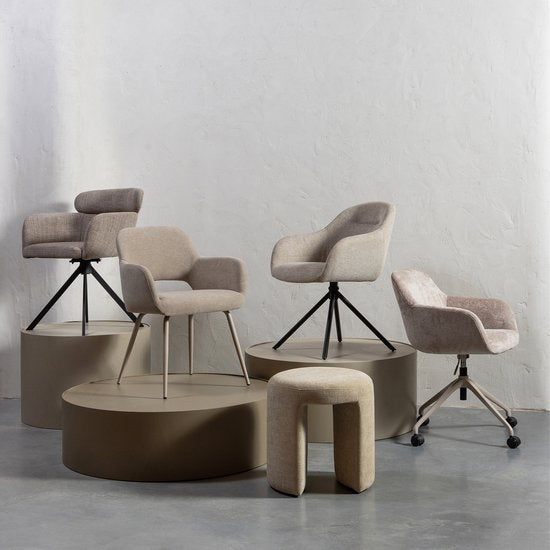 WOOOD Charlie Kruk - Chenille Stof - Naturel/Beige - 47x45x45 cm