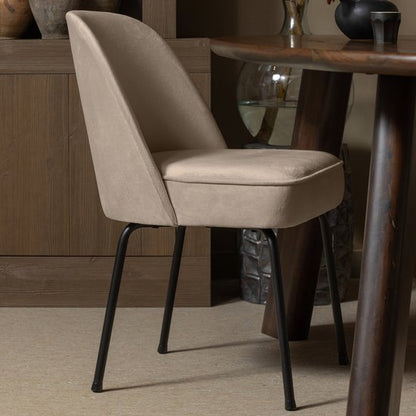 WOOOD Vogue Eetkamerstoel - Fluweel - Khaki - 83x50x58