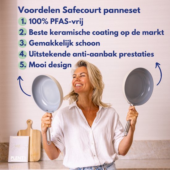 Safecourt Kitchen 3-delige Keramische koekenpan Pannenset - Ø 20, 24, 28 cm Pannen