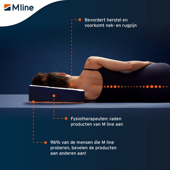 M line Athletic Pillow | Hoofdkussen | HeiQ allergen tech | Traagschuim | Tegen rug- en nekklachten | Maximale ventilatie | Ergonomisch | Anti allergeen | Wasbaar op 60° |