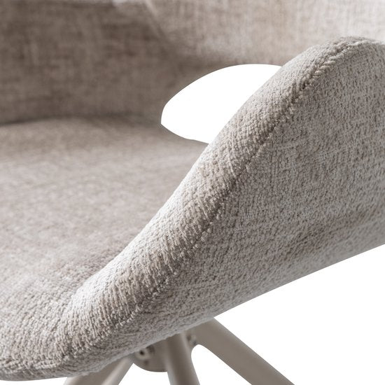 WOOOD Eliva Eetkamerstoel - Velvet Stof - Zand/Beige - Set van 2