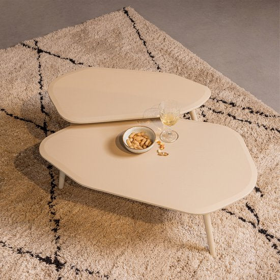 WOOOD Davina Bijzettafels - MDF/Hout - Dust/Beige - Set van 2