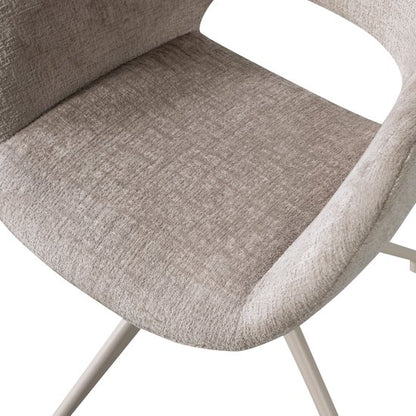WOOOD Eliva Eetkamerstoel - Velvet Stof - Zand/Beige - Set van 2