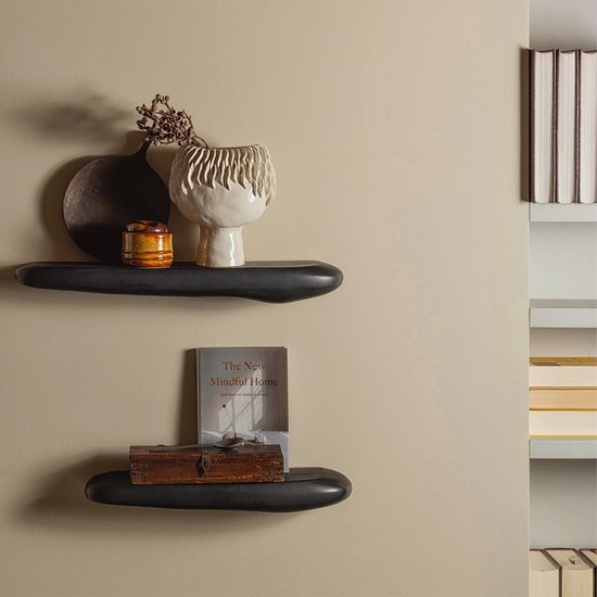 WOOOD Rock Wandplank - Aluminium - Zwart - 7x60x13