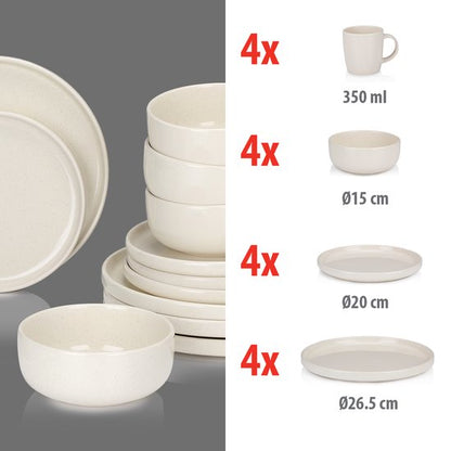 alpina Serviesset 16-Delig - Bordenset 4 Persoons - Aardewerk Servies LET OP! Mist 1 groot bord
