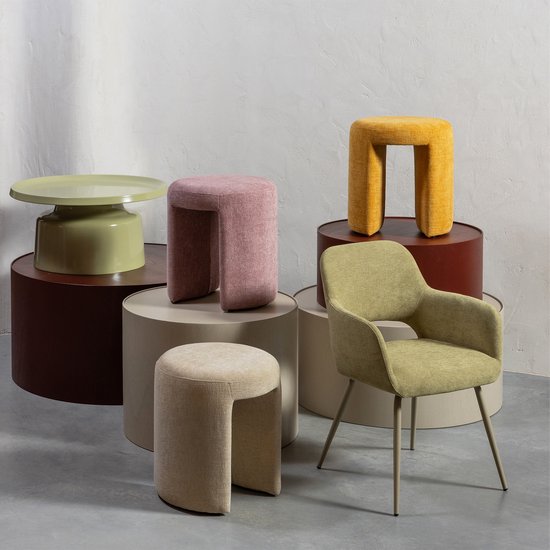 WOOOD Charlie Kruk - Chenille Stof- Blush/Roze - 47x45x45 cm