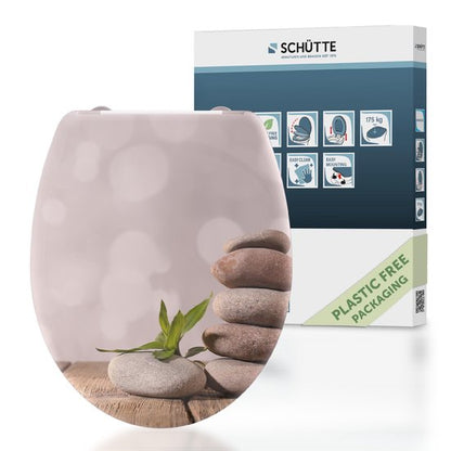SCHÜTTE WC-Bril 82380 STONE PYRAMID - Duroplast - Soft Close - Afklikbaar - RVS-Scharnieren - Belastbaar tot 175 kg - Decor - 3-zijdige Print Tweede kans