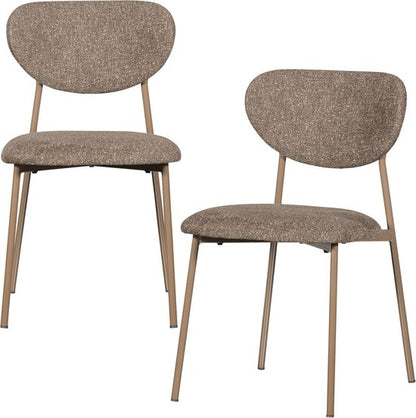 WOOOD Valor Eetkamerstoelen - Polyester - Zand- Set van 2