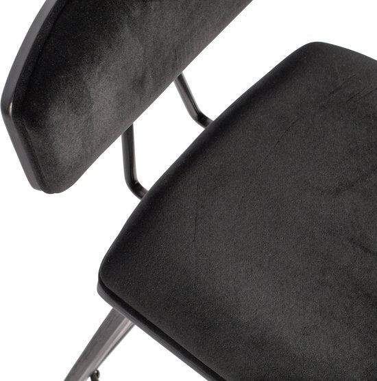 WOOOD Senn Barstoel - Velvet Stof - Zwart - 91x42x48 cm