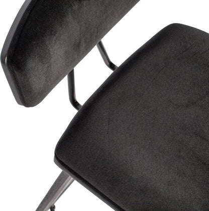WOOOD Senn Barstoel - Velvet Stof - Zwart - 91x42x48 cm