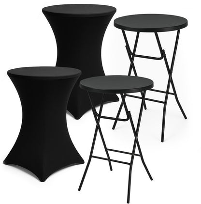 Brixy 2x Stevige Zwarte Statafel + 2x Zwarte Statafelrok - Partytafel - Robuust en Weersbestendig - Inklapbaar