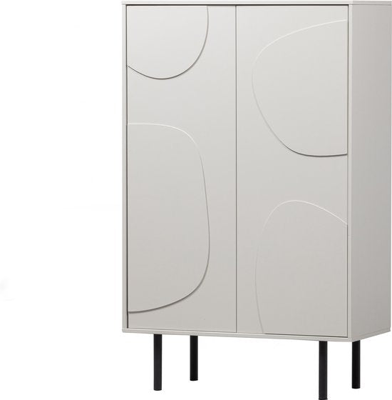WOOOD Cadiz Opbergkast - Grenenhout - Mist/Grijs - 135x85x40 cm