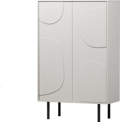 WOOOD Cadiz Opbergkast - Grenenhout - Mist/Grijs - 135x85x40 cm