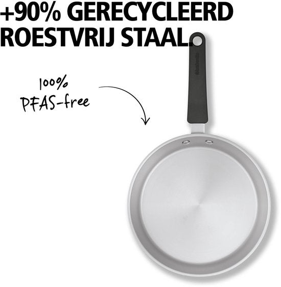 Brabantia Enjoyment Koekenpan Ø 24 cm – Premium – RVS - 90% Gerecycled - PFAS-vrij – Inductie geschikt