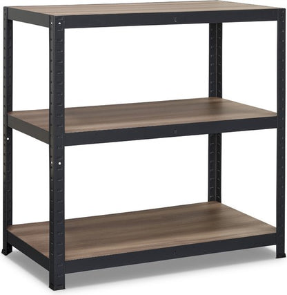 Avasco Stellingkast Table - laag stellingrek - houtlook - zwart metalen frame - 88x90x45 - 3 planken