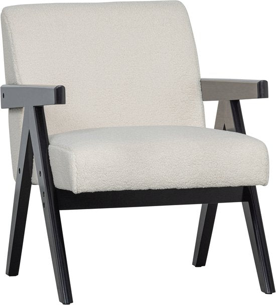 WOOOD Lowie Fauteuil - Polyester - Naturel/Zwart - 79x60x79 cm