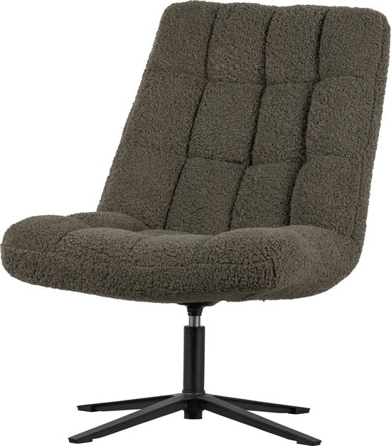 WOOOD Job Draaifauteuil - Teddy Stof - Groen - 101x70x85 cm