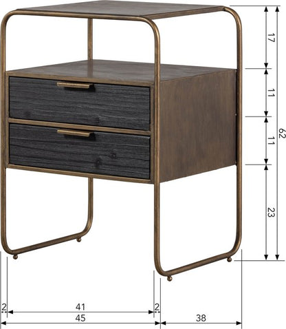 WOOOD Polite Nachtkastje - Metaal/Hout - Antique Brass - 62x45x38 cm
