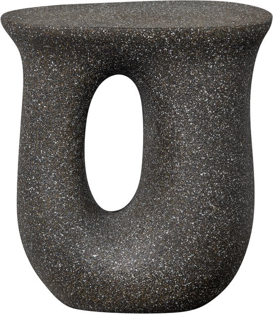 WOOOD Mason Bijzettafel Met Spikkels - Magnesium - Zwart - 45x42x33 cm