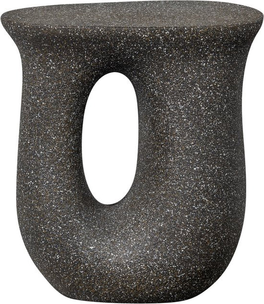 WOOOD Mason Bijzettafel Met Spikkels - Magnesium - Zwart - 45x42x33 cm