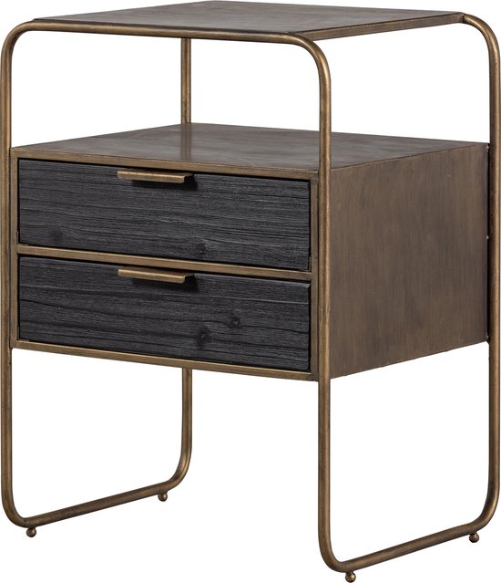 WOOOD Polite Nachtkastje - Metaal/Hout - Antique Brass - 62x45x38 cm