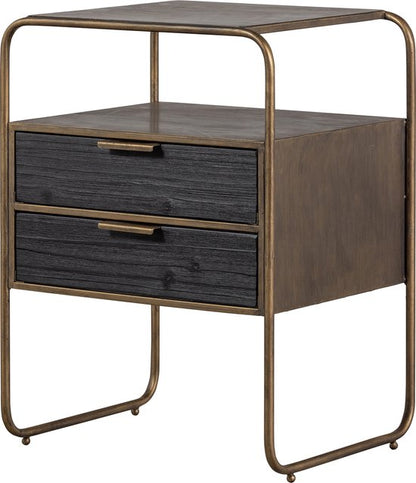 WOOOD Polite Nachtkastje - Metaal/Hout - Antique Brass - 62x45x38 cm
