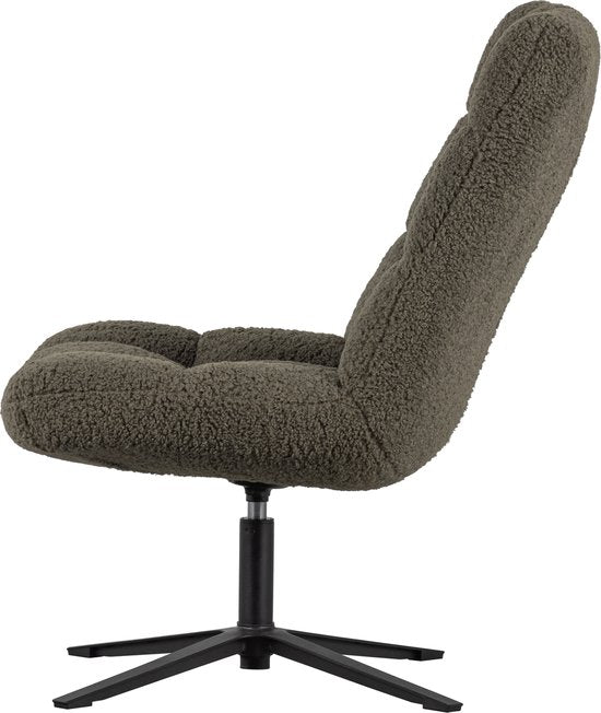 WOOOD Job Draaifauteuil - Teddy Stof - Groen - 101x70x85 cm