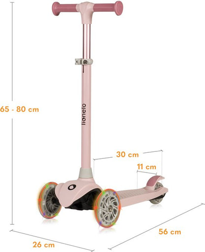 Lionelo Jessy Kinderstep - step 3 wielen - leeftijdsgroep 3+ - max 50kg - LED verlichting in de wielen - hoogte verstelbaar 65-70-75-80 cm