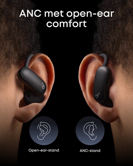 Soundcore AeroFit 2 Pro by Anker, eerste hoofdtelefoon met 2 draagmodi, 2-in-1 open ear hoofdtelefoon & semi-open-ear ruisonderdrukking, Bluetooth 6.1, Hi-Res, LDAC, spatial audio