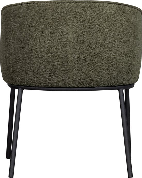 WOOOD Leon Eetkamerstoel - Bouclé Stof - Forest Green/Groen - 77x61x63 cm