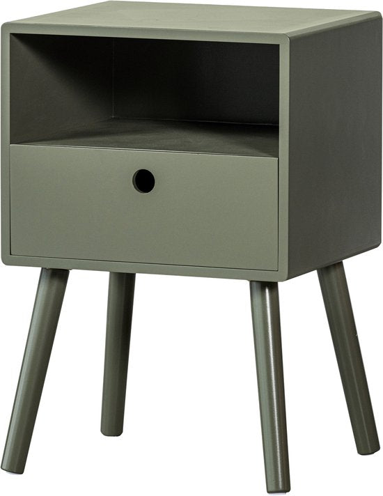 WOOOD Ozzy Nachtkastje - Hout - Warm Groen - 53x36x30 cm