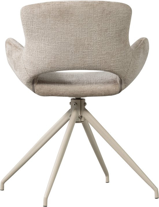 WOOOD Eliva Eetkamerstoel - Velvet Stof - Zand/Beige - Set van 2