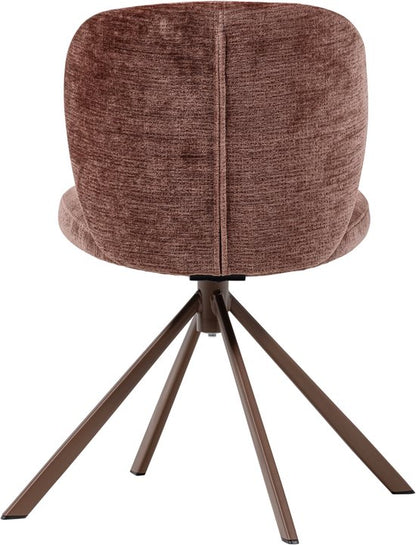 WOOOD Femke Eetkamerstoelen - Chenille Stof - Bruin- Set van 2