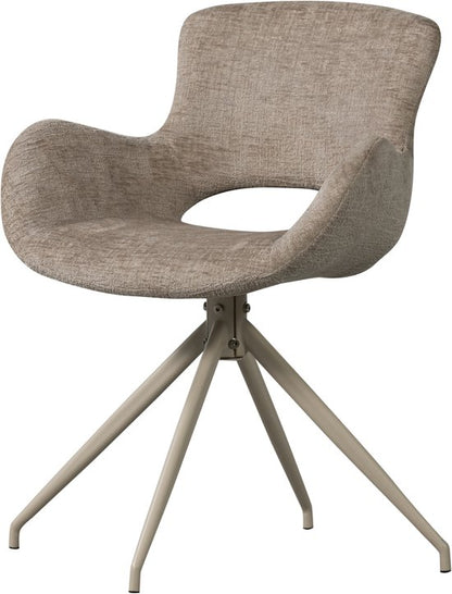 WOOOD Eliva Eetkamerstoel - Velvet Stof - Zand/Beige - Set van 2