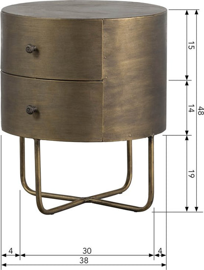 WOOOD Glossy Rond Kastje - Metaal - Antique Brass - 48x39x39