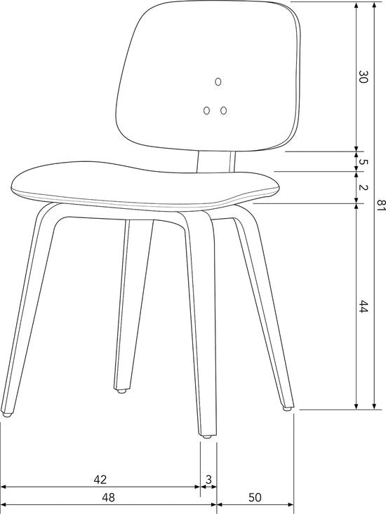 vtwonen Classic Eetkamerstoel - Notenhout - Zwart/walnoot - 81x48x50 cm