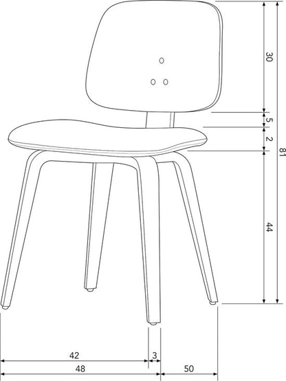vtwonen Classic Eetkamerstoel - Notenhout - Zwart/walnoot - 81x48x50 cm