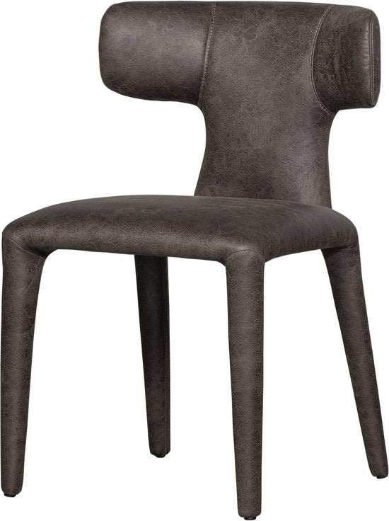 WOOOD Permit Eetkamerstoel - Leerlook - Zwart/Grijs - 78x52x53