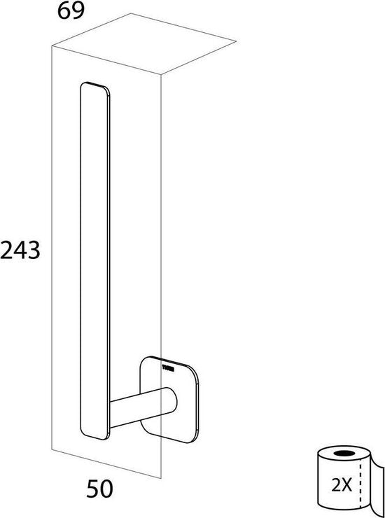 Tiger Colar - Reserverolhouder - Zonder te boren - RVS gepolijst Tweede kans