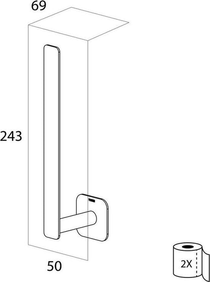Tiger Colar - Reserverolhouder - Zonder te boren - RVS gepolijst Tweede kans