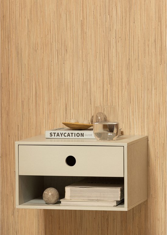 WOOOD Nancy Hangend Nachtkastje - MDF - Mist - 20x34x30