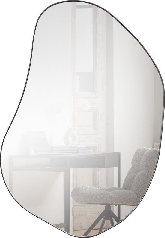 WOOOD Romee Organische Spiegel - Metaal - Zwart - 100x70x4 cm